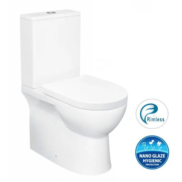 INSPIRE BELLA BACK TO WALL RIMLESS TOILET SUITE GLOSS WHITE